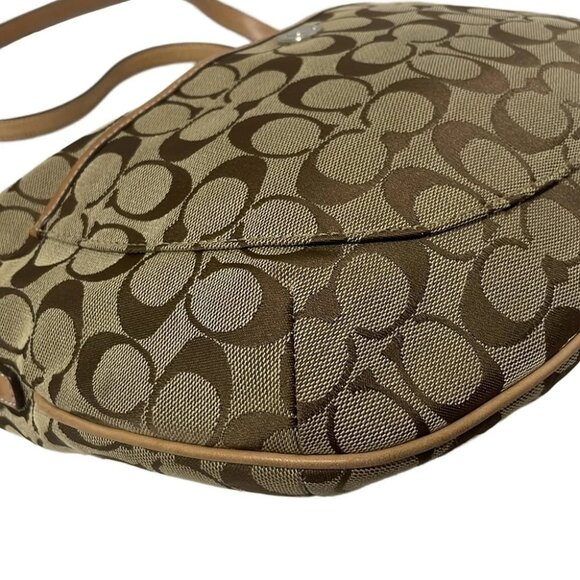 Auth COACH Signature/Ergo 1468 Khaki Beige Jacquard Leather - Shoulder Bag - Picture 5 of 9